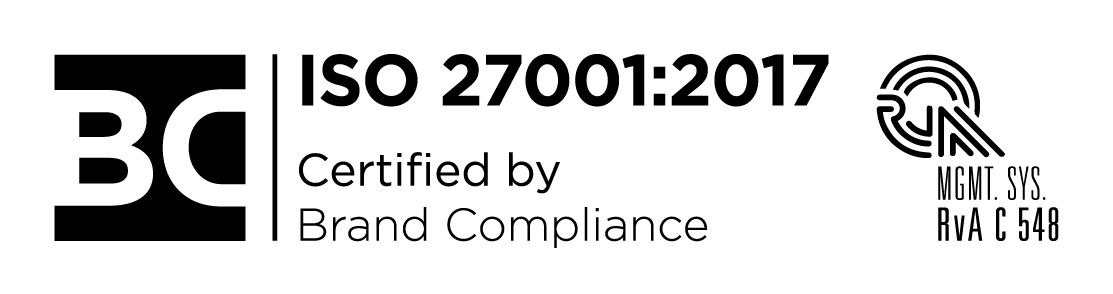 grey scaled BC Certified logo_ISO 27001-2017 RVA_ENG zwart